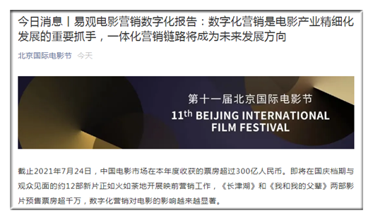中国电影市场2021年票房超300亿元 国庆档电影官宣你预约了吗