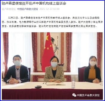中国驻卢森堡大使馆召开在卢中国机构线上座谈会