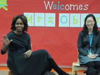 美第一夫人米歇尔走进中文课堂 为中国行做准备”