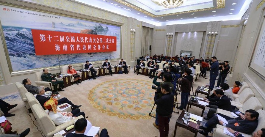 海南代表团审议政府工作报告”