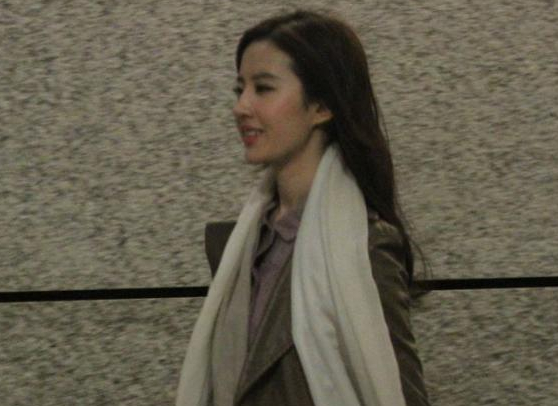 刘亦菲素颜现身机场”