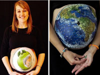 英国画家在130多位孕妇肚皮上作画”