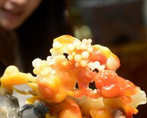 寿山石精品五彩结晶性芙蓉石作品《金玉满堂》吸睛”