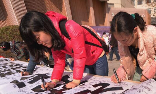 南京农业大学两千学子共制公祭菊铭记历史”