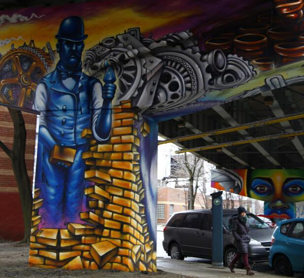 多伦多桥柱艺术记录城市变迁”