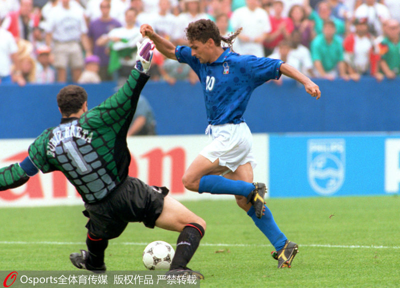 1994年世界杯四分之一决赛，巴乔88分钟绝杀。