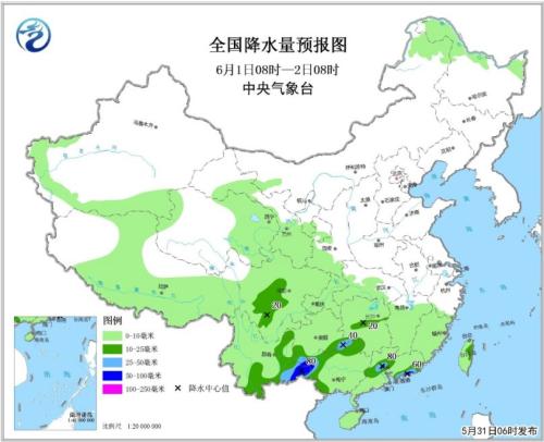 ȫ����ˮ��Ԥ��ͼ(6��1��08ʱ-2��08ʱ)