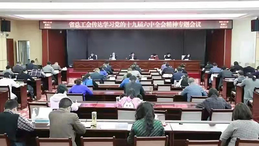 青海省总工会传达学习党的十九届六中全会精神