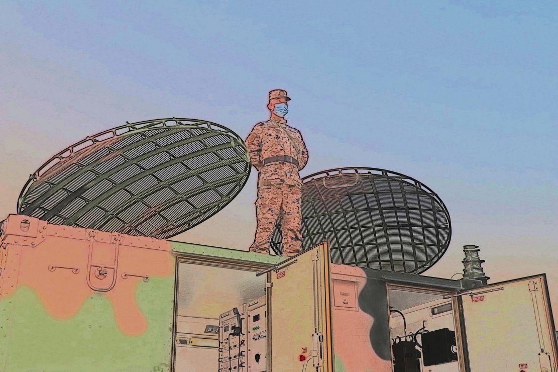 这是属于空军通信兵的新年度开训水彩照