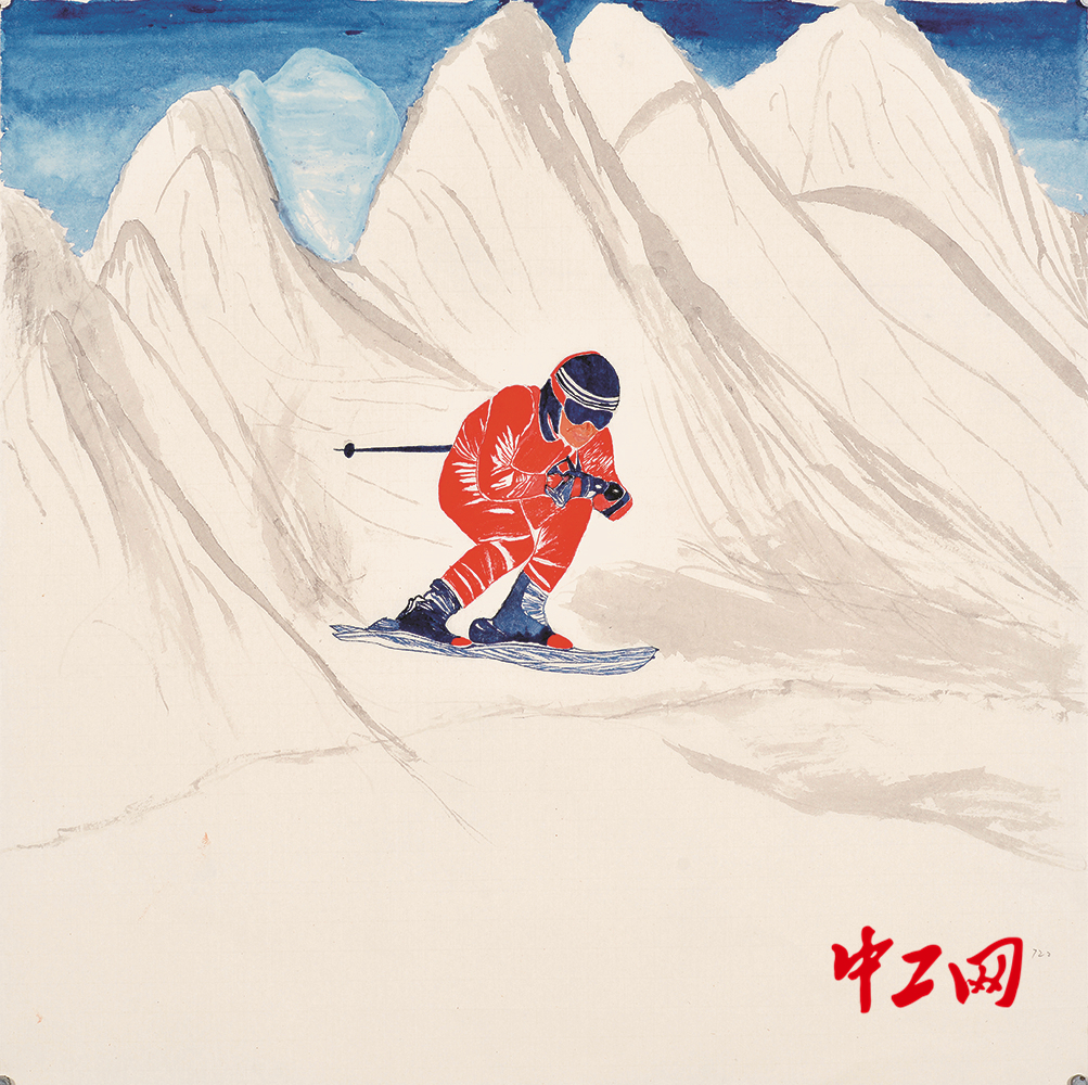 冬奥会单板滑雪绘画图片