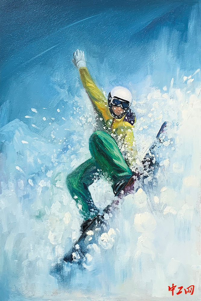 迎冬奥绘画一等奖滑雪图片