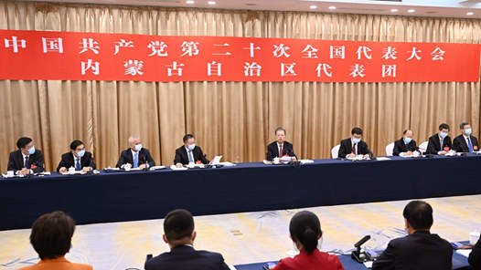 赵乐际在参加党的二十大内蒙古代表团讨论时强调 更加自觉拥护和坚持“两个确立” 凝心聚力贯彻落实党的二十大战略部署