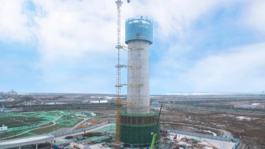 天津滨海新区气象局新一代天气雷达塔项目爬模施工全部完成