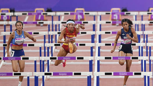 夺金瞬间｜田径——女子100米栏：林雨薇夺冠