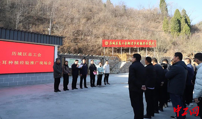 日前，济南市历城区总工会在基层开展了金耳等食用菌种植经验培训、推广交流活动。图为活动现场。历城区总工会供图