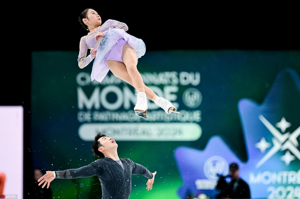 2024蒙特利尔花样滑冰世锦赛双人滑短节目中国组合彭程王磊出战