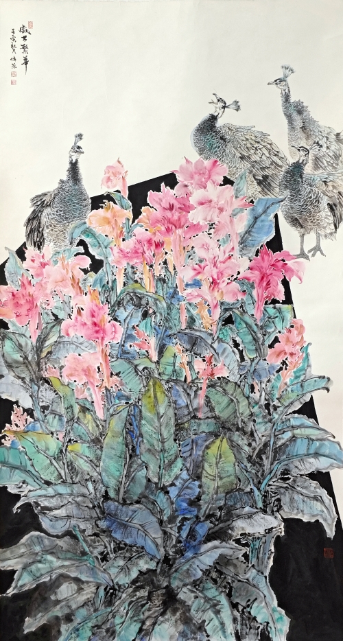 23-张伟荣-中国石油天然气集团有限公司-盛世繁华-国画180X96cm-外框尺寸-237X108CM