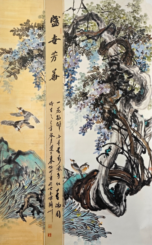 25-张妙玺-中国石油天然气股份有限公司-国画-盛世芳华-180X108cm(外框235x108)