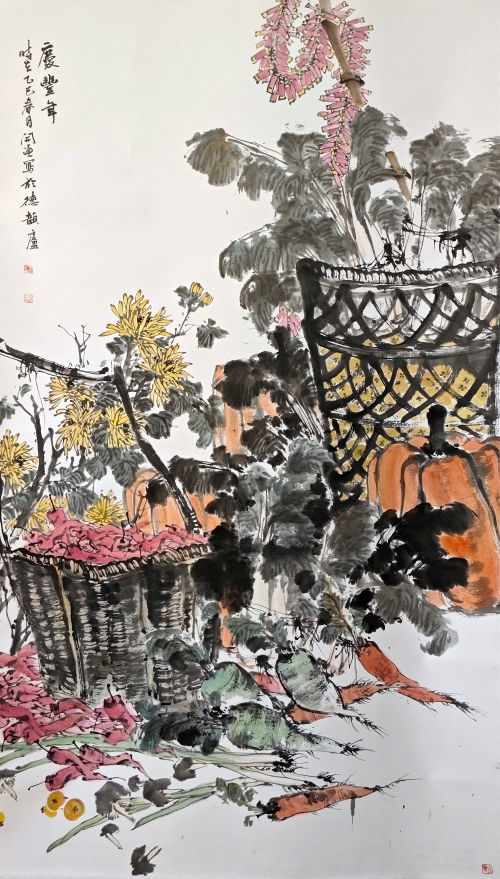 33-郑开运-中国石油天然气股份有限公司-国画-庆丰年-180X95cm(外框234x105)
