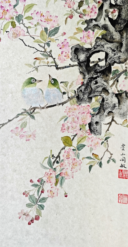 44-陶敏-国家电力投资集团有限公司-花鸟小写意-国画-46×24cm-外框尺寸52x30cm
