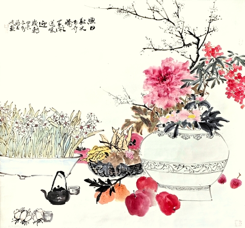 49-蒋亚峻-浙江省能源集团财务有限责任公司-岁朝图-国画-96×90cm-外框尺寸168X108cm