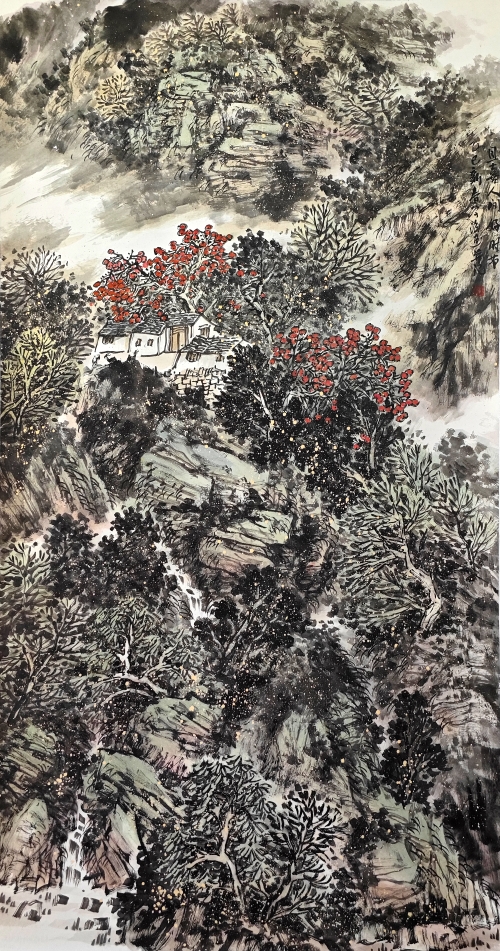 13-刘学海-山东能源集团有限公司-且喜人间好时节-国画-180×95cm-外框尺寸-234X105CM
