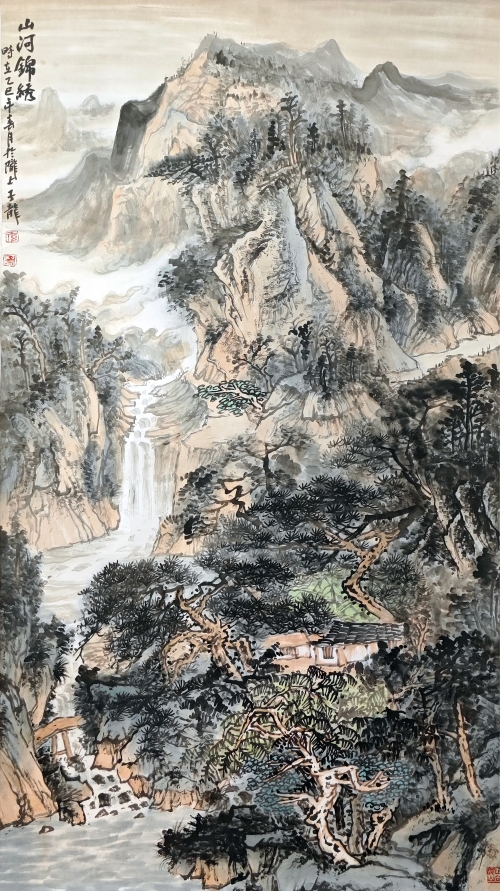 40-贺润学-中国石油天然气股份有限公司-国画-山河锦绣-180X95cm(外框234x107)