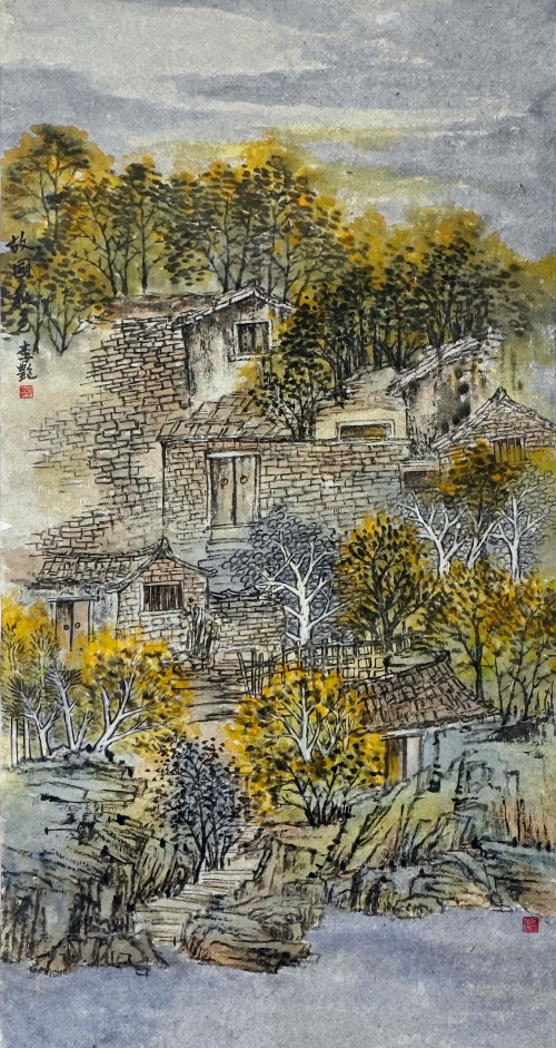 54-李艳-济南能源集团有限公司-油画-故园秋色-138X69cm(外框188x77)