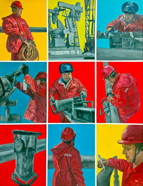 58-夏鹏-中国石油天然气股份有限公司-油画-爸爸的朋友圈-160x120cm外框尺寸175x135ccm
