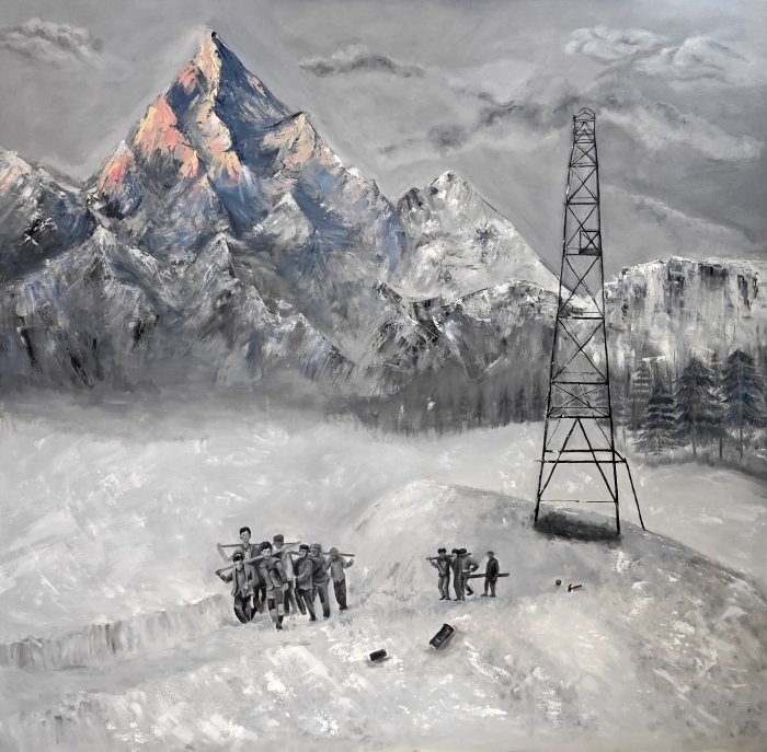 59-陶恩东-云南省地质矿产勘查开发局-油画-雪玲星光 百年荣光-180X180cm-外框尺寸180X180cm