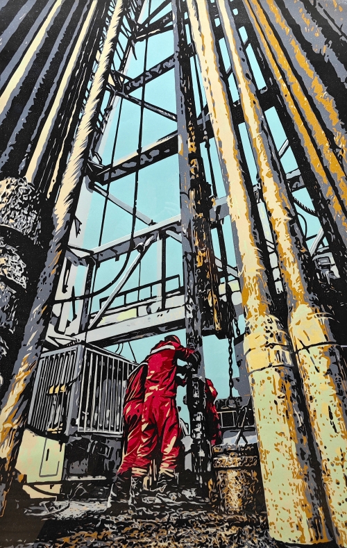 75-刘素霞-版画-钻台之歌-外框尺寸-86X126CM