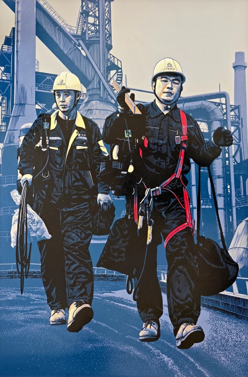 77-李鹏-中国石油天然气集团有限公司-劳动者-版画-105×70cm-外框尺寸126x86cm