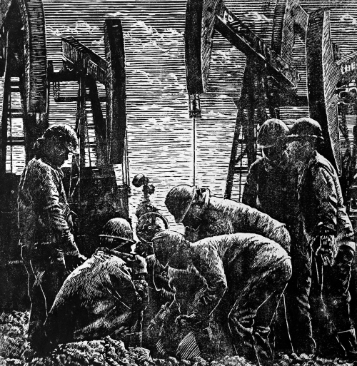 81-何立生-中国石油化工集团有限公司-油脉律动-版画-78×78--外框尺寸93x93cm