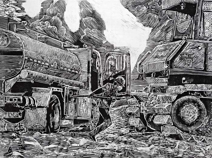 86-陈艳丽-中国石油化工股份有限公司-砥砺前行-版画-56×75cm-外框尺寸-90x72cm