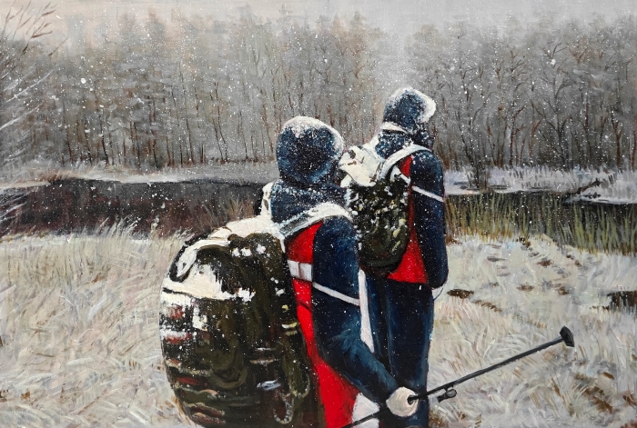 56-林祥朋-中国地质调查局-油画“傲霜斗雪”最美地质调查员-90X60cm外框尺寸-90X60cm