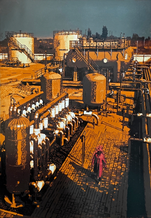 69-吕启顺-中国石油天然气集团有限公司-迎着朝阳-版画-100x70cm-外框尺寸-115x85cm