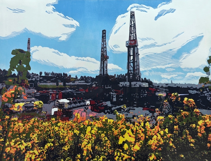 74-刘秀华-中国石油天然气股份有限公司-版画-春天的故事-61X90cm-外框尺寸105X78cm