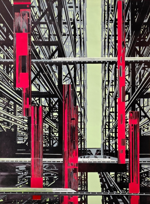 76-闫建萍-华阳新材料科技集团有限公司-和谐时代的阳光-版画-120×90cm-外框尺寸146x109cm