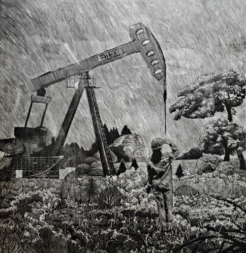 82-余美麟-中国石油化工集团有限公司-守望-版画-80×77cm