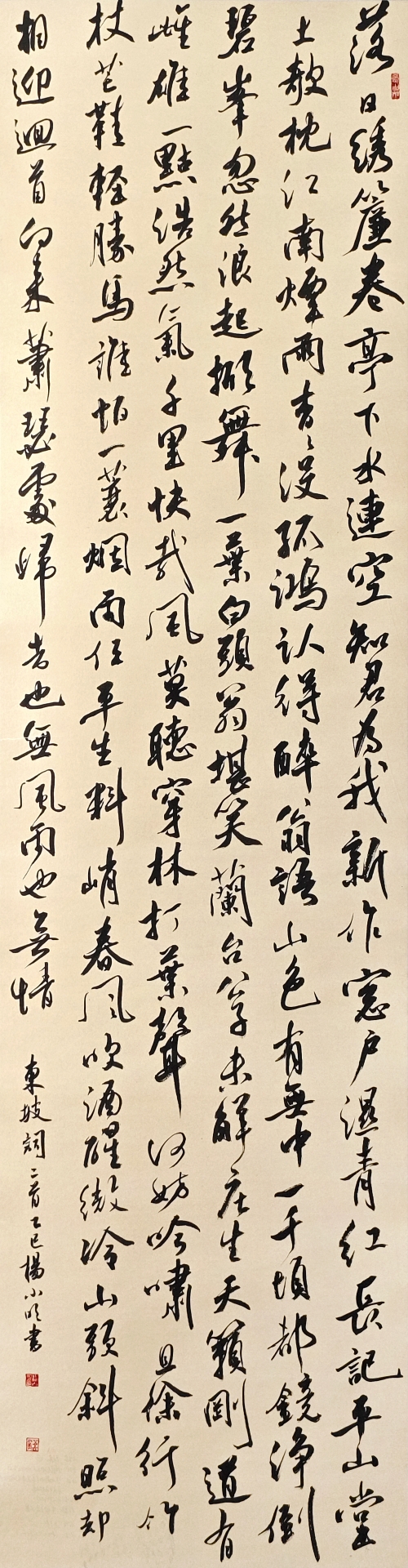 74-杨小明-中国石油天然气集团有限公司-东坡词二首-行书-180X48cm-外框尺寸236X57cm