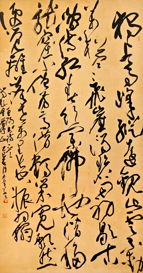 102-李军-浙江省能源集团有限公司-王阳明诗《留题金粟山》-草书-180×97cm-外框尺寸234X107cm