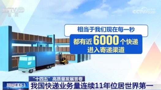 “十四五”高质量发展答卷 我国每秒近6000个快递进入寄递渠道