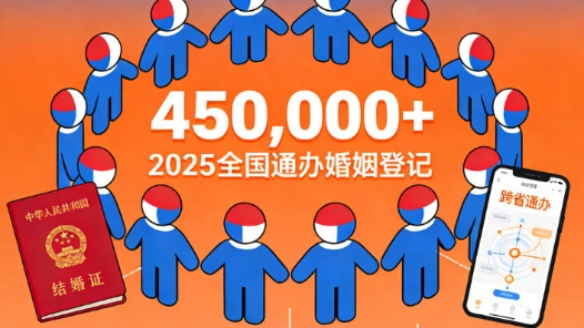 2025年累计办理“全国通办”婚姻登记45万余对