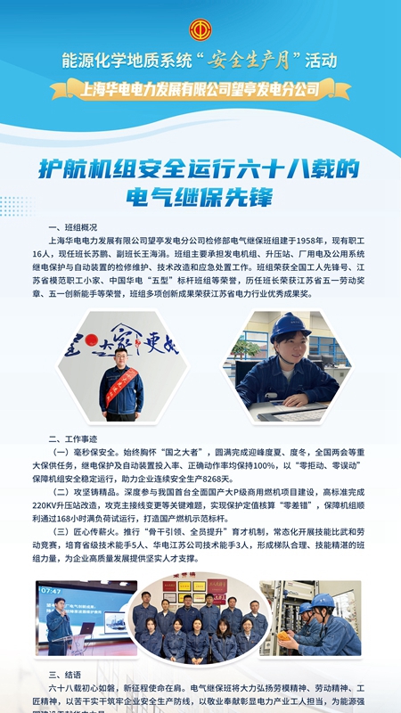 上海华电电力发展有限公司望亭发电分公司检修部电气继保班组